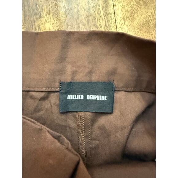 Atelier Delphine Brown Pleated Front High Rise Wide Leg Parisa Pant Size XS - Picture 5 of 6